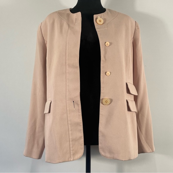 Kasper Pink Blazer, Shoulder pads, Oversized,Lapel-less, No Lapel Blazer,Size 10 - Picture 8 of 10
